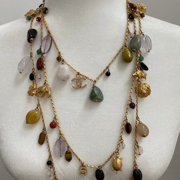 RARE CHANEL Rare Authentic 01A 2001 Multi Charms Animals Crystals Necklace - Picture 2 of 8